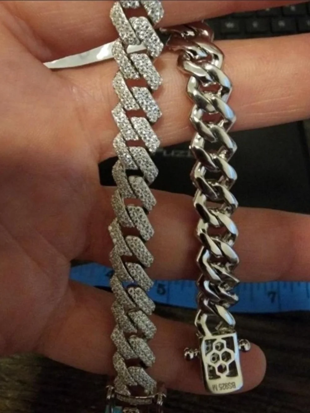 New Iced out Monaco Link Moissanite Men's 925 Sterling Silver Bracelet
